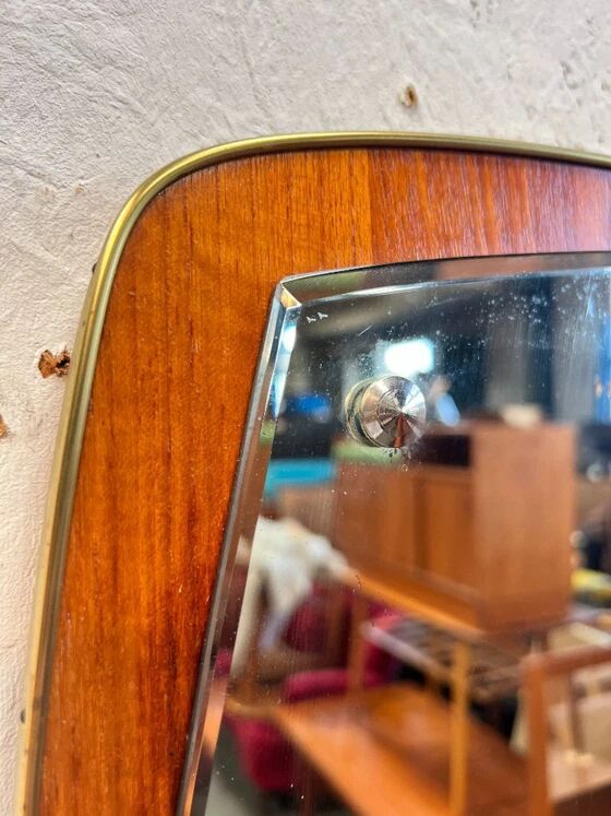 Vintage Mirror, Teak Wood, Sweden 1950's