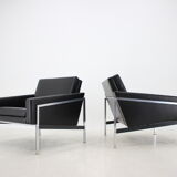 1960s Pair of Steel and Leather Armchairs by Lübke, Germany
