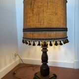 1950s turned wood table lamp