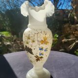 Art Nouveau enameled opaline vase