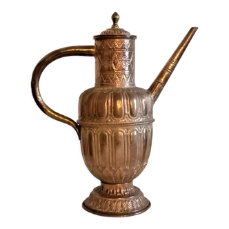 Old ewer, italian copper pourer. brassware.