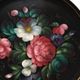 Tray style Bohemian vintage metal 1970, floral handpainted, original Russia.