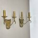 unique set of 2 brass Gio Ponti Style Theatre Wall Light Sconces, Italy, 1950s