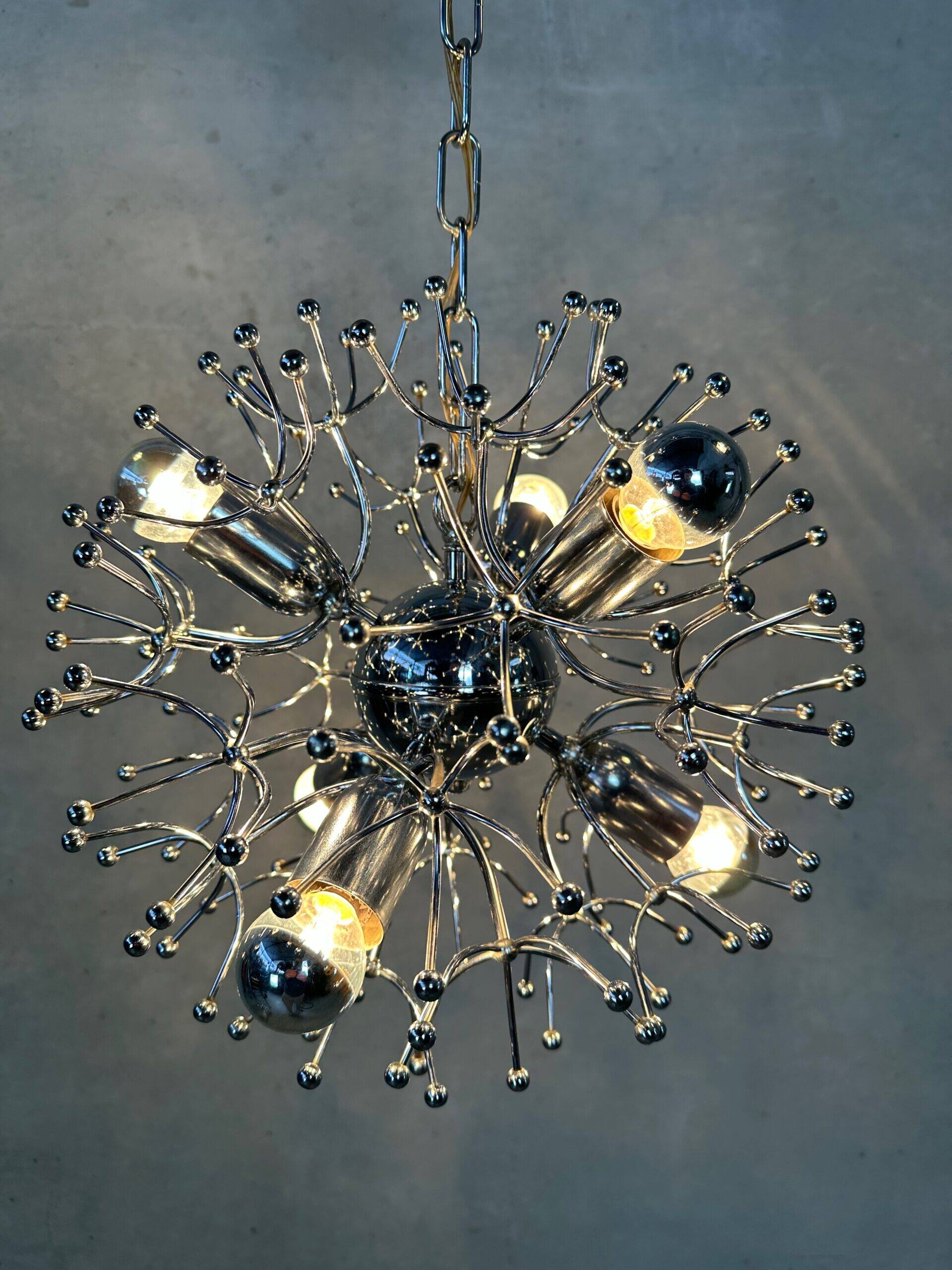 2x vintage Sputnik 'Dandelion' pendant lamp