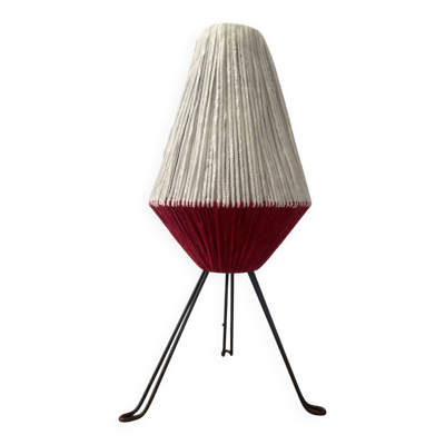 Lampe tripode en métal et laine années 50