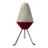 Lampe tripode en métal et laine années 50
