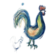 Badoisel charles, aquarelle coq bleu encadrement xxème