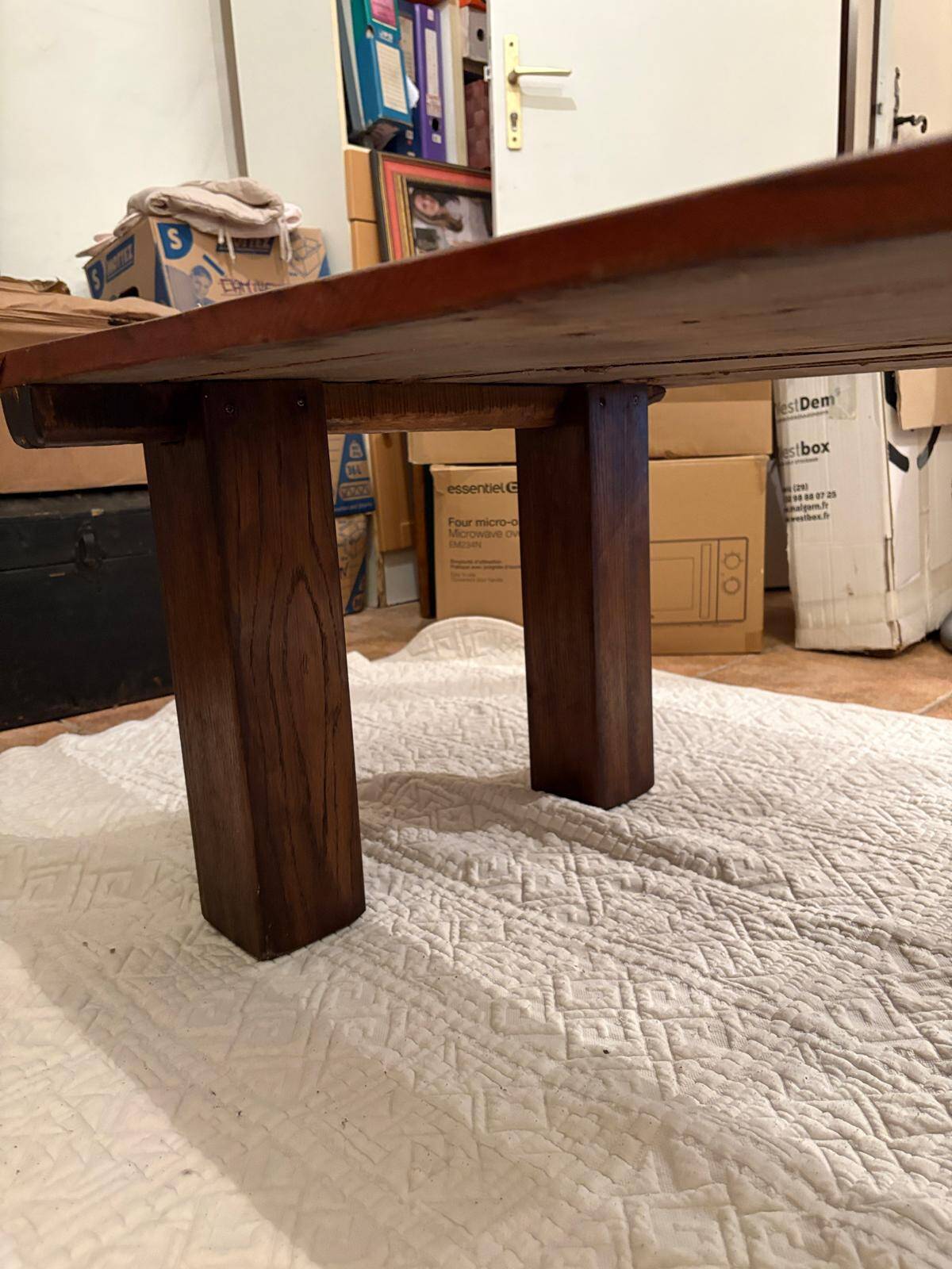 Table basse plateau porte indienne en bois teck