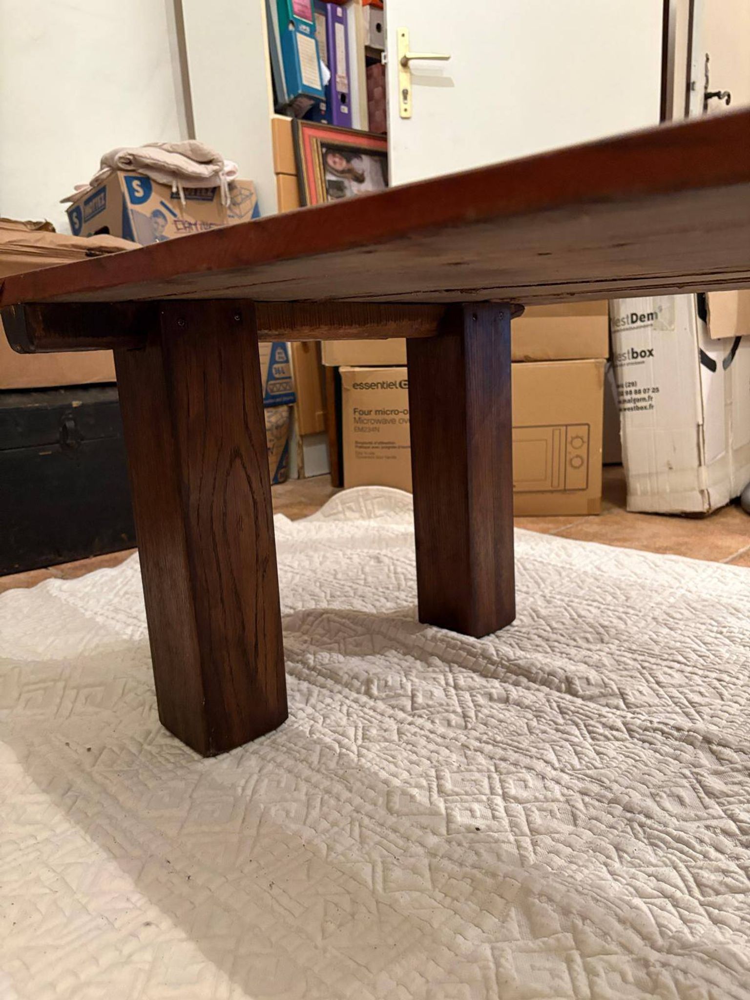 Table basse plateau porte indienne en bois teck