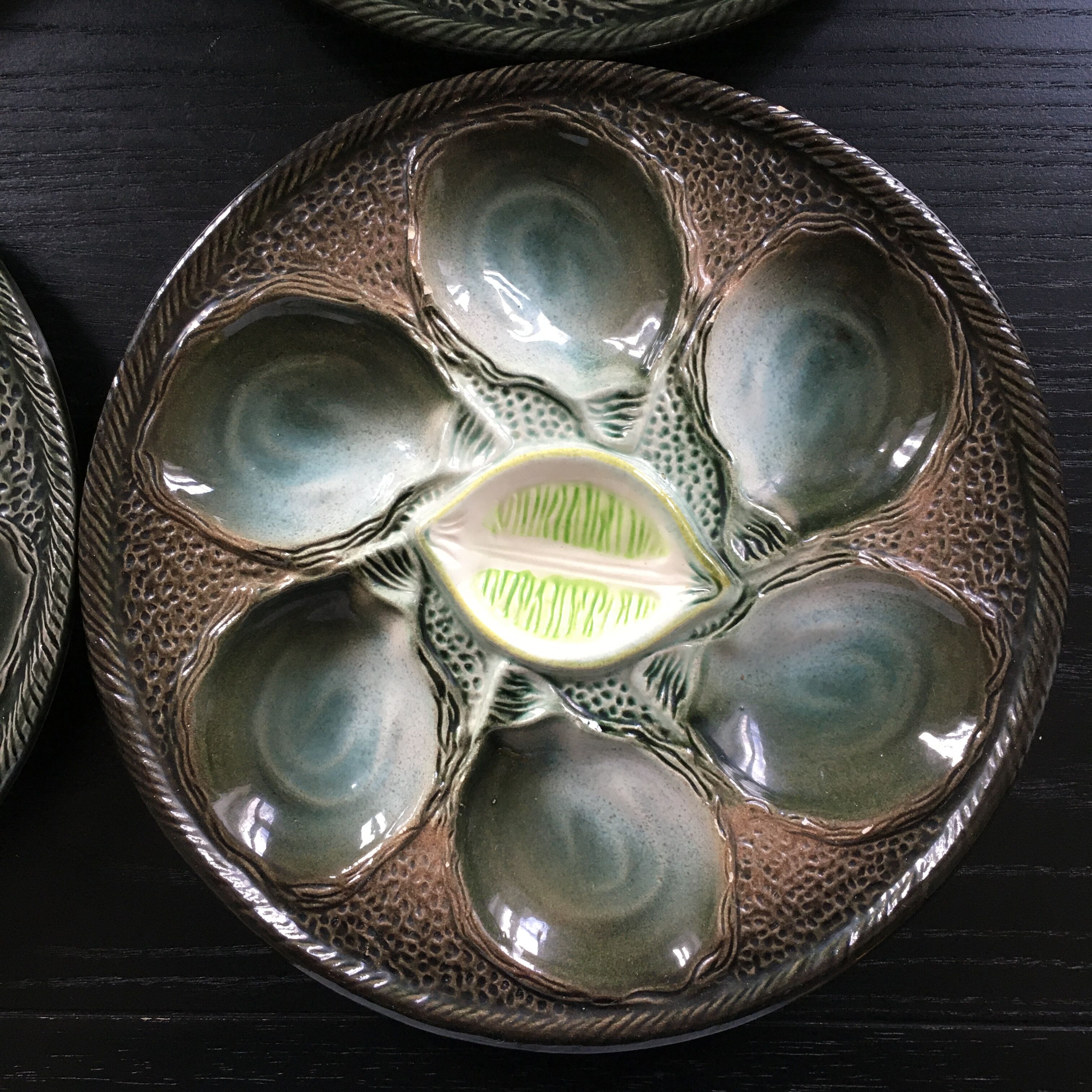 Lot de 6 assiettes à huîtres St Clément