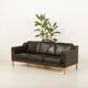 Vintage black leather sofa by Mogens Hansen, Deanmark 1970s