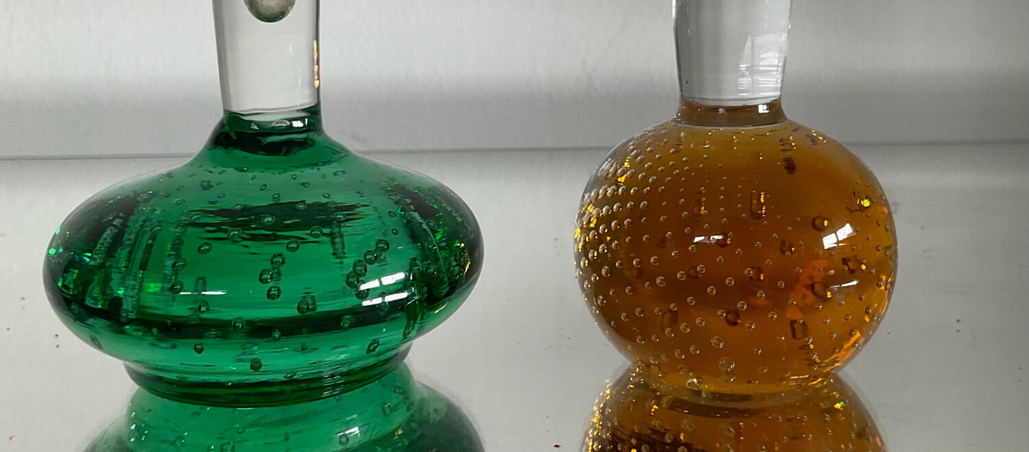 Pair of Bohemian crystal soliflore vases from the 70s and 80s