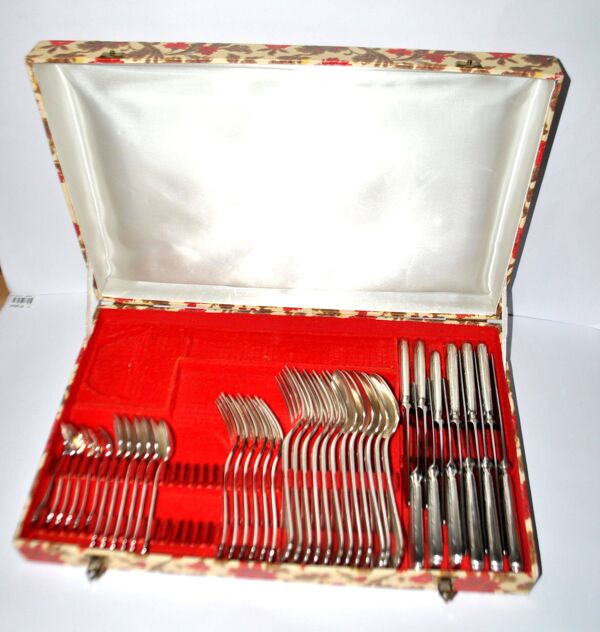 Ercuis ménagère trianon en métal argenté – set de 42 couverts de table ruban croisé