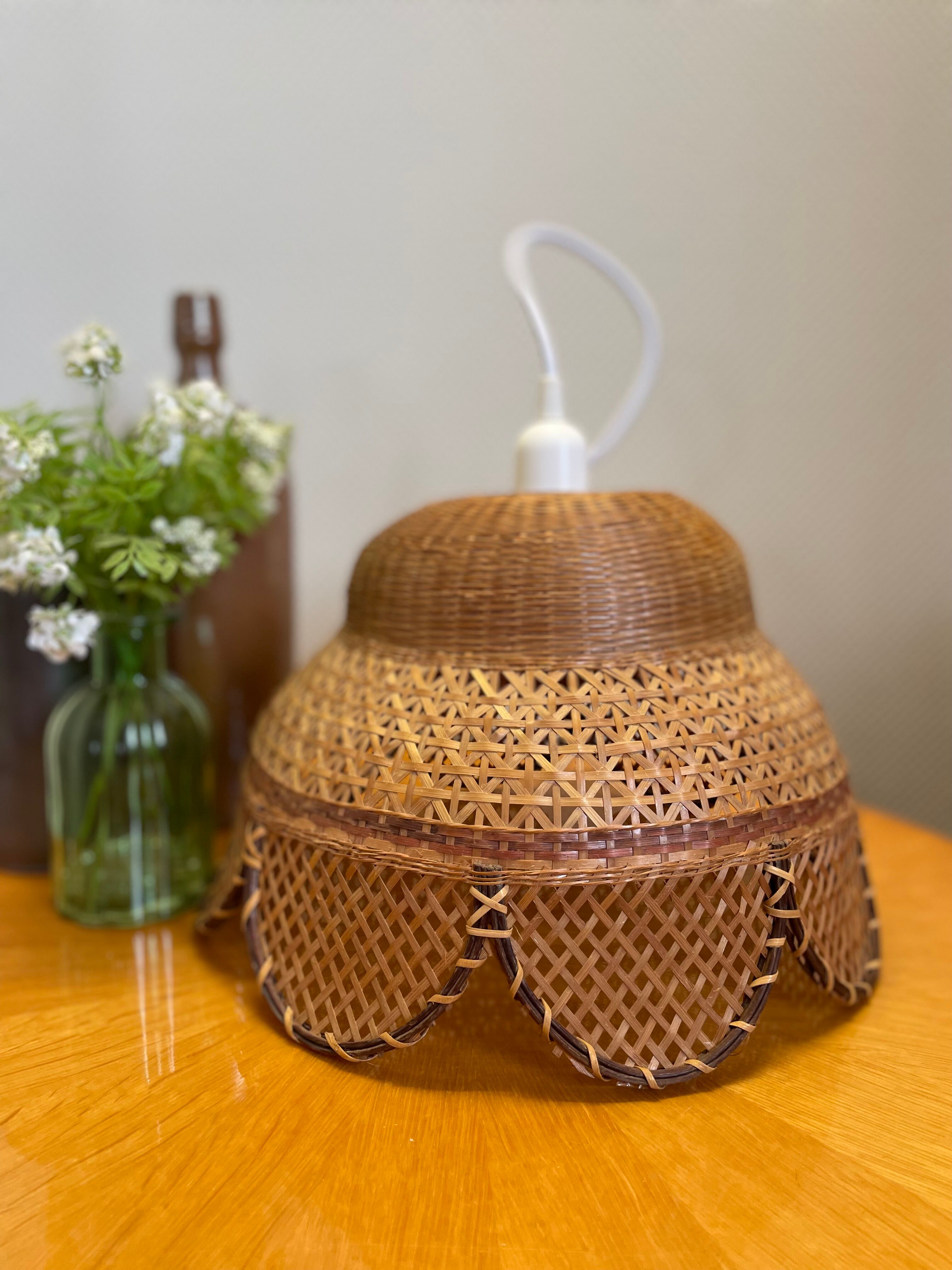 Vintage rattan and wicker pendant light