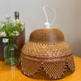 Vintage rattan and wicker pendant light