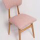 Mid-century Butterfly dining chair, pink linen, light wood, Europe, 1960s