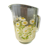 Pitcher, water carafe or glass fruit juice with hand-painted floral decoration