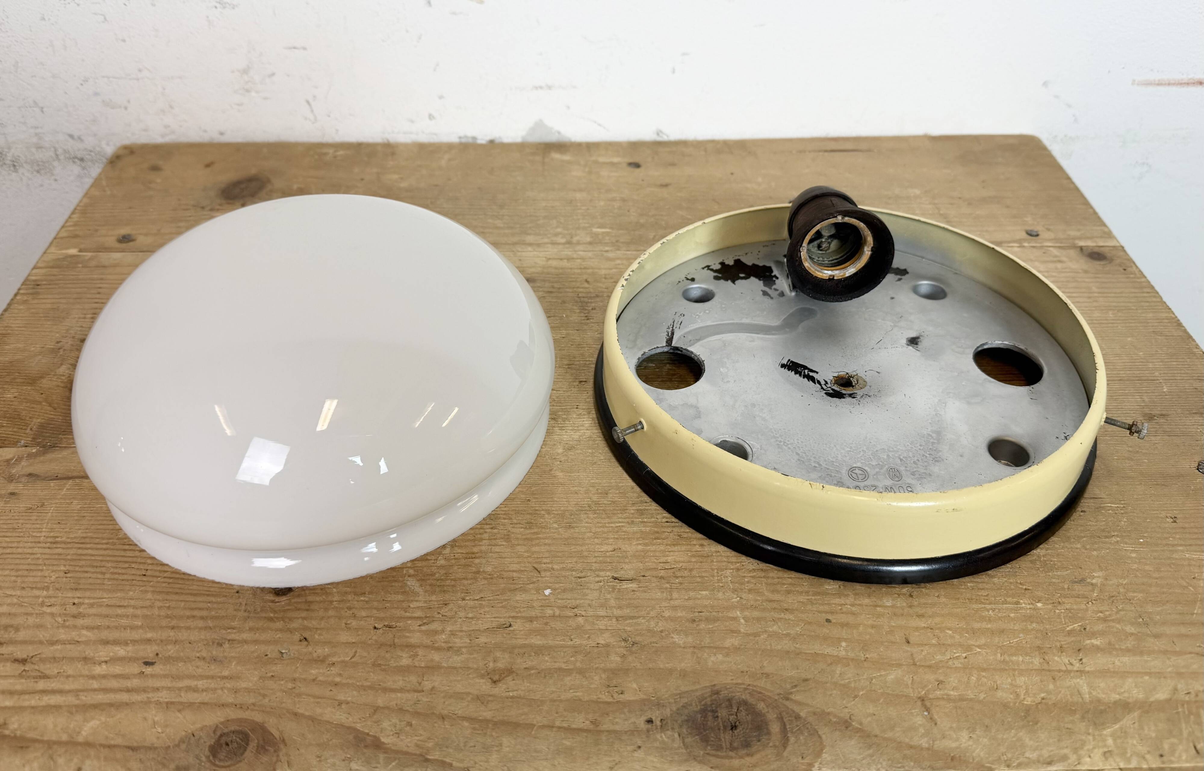 Industrial Bakelite Wall or Ceiling Light with Milk Glass, 1950s
