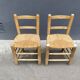 Set of 2 chairs in raw wood and straw from the 50s