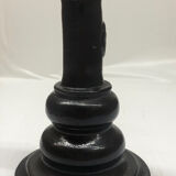 Black ceramic candlestick and escutcheon