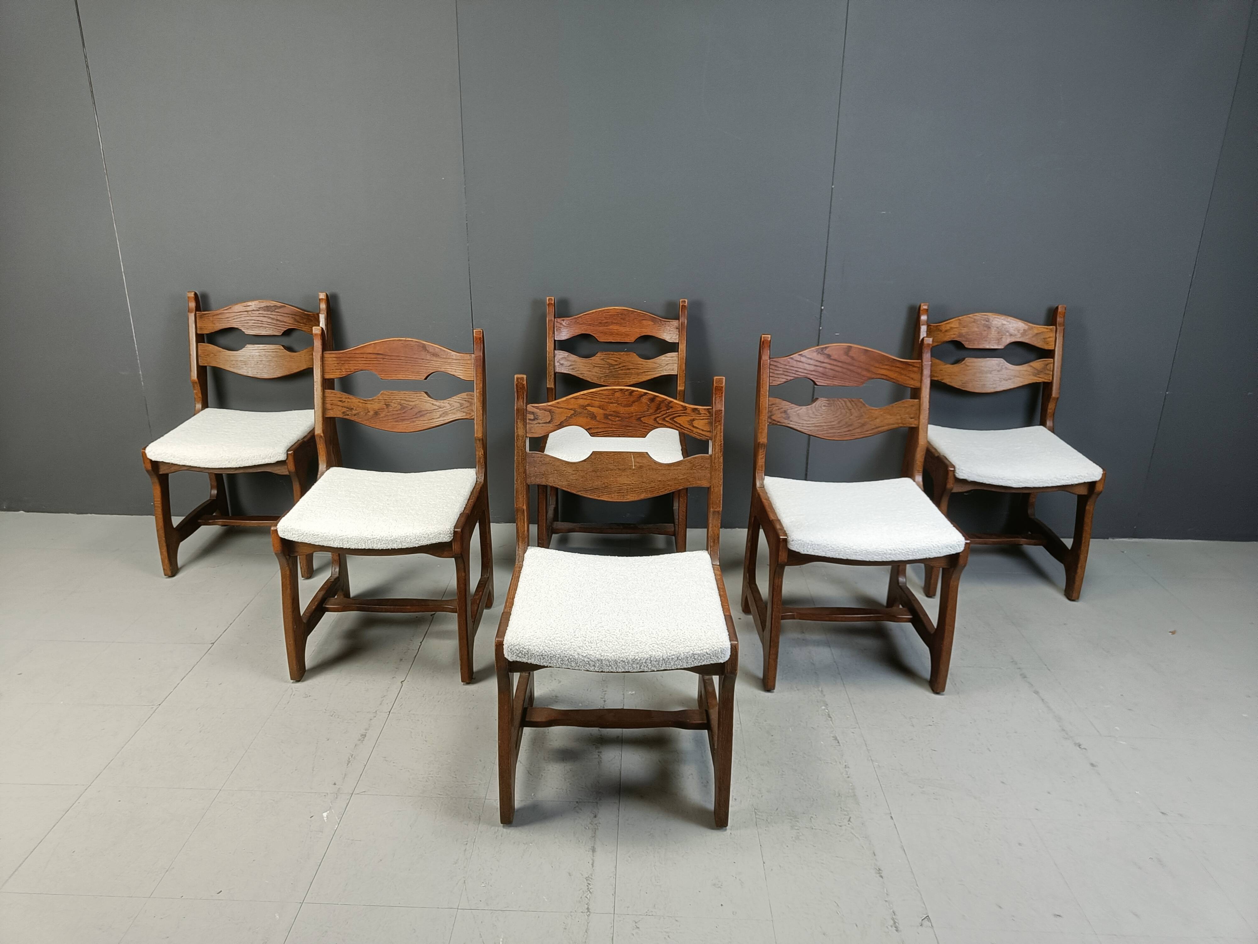 Set of 6 brutalist dining chairs, 1970s