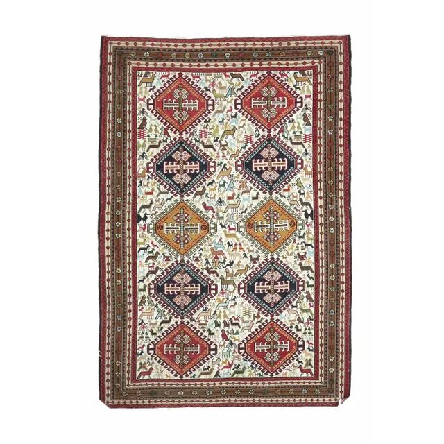 1970s Turkish Handwoven Wool Kilim Flatweave Rug 120x180