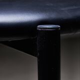 Black leather and steel dining chairs - set of 4