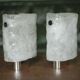 Pair of chrome wall sconces with Murano glass, wall light, art of glass, interior decoration.
