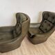 Dark green vintage leather armchair: 1970s Scandinavian style