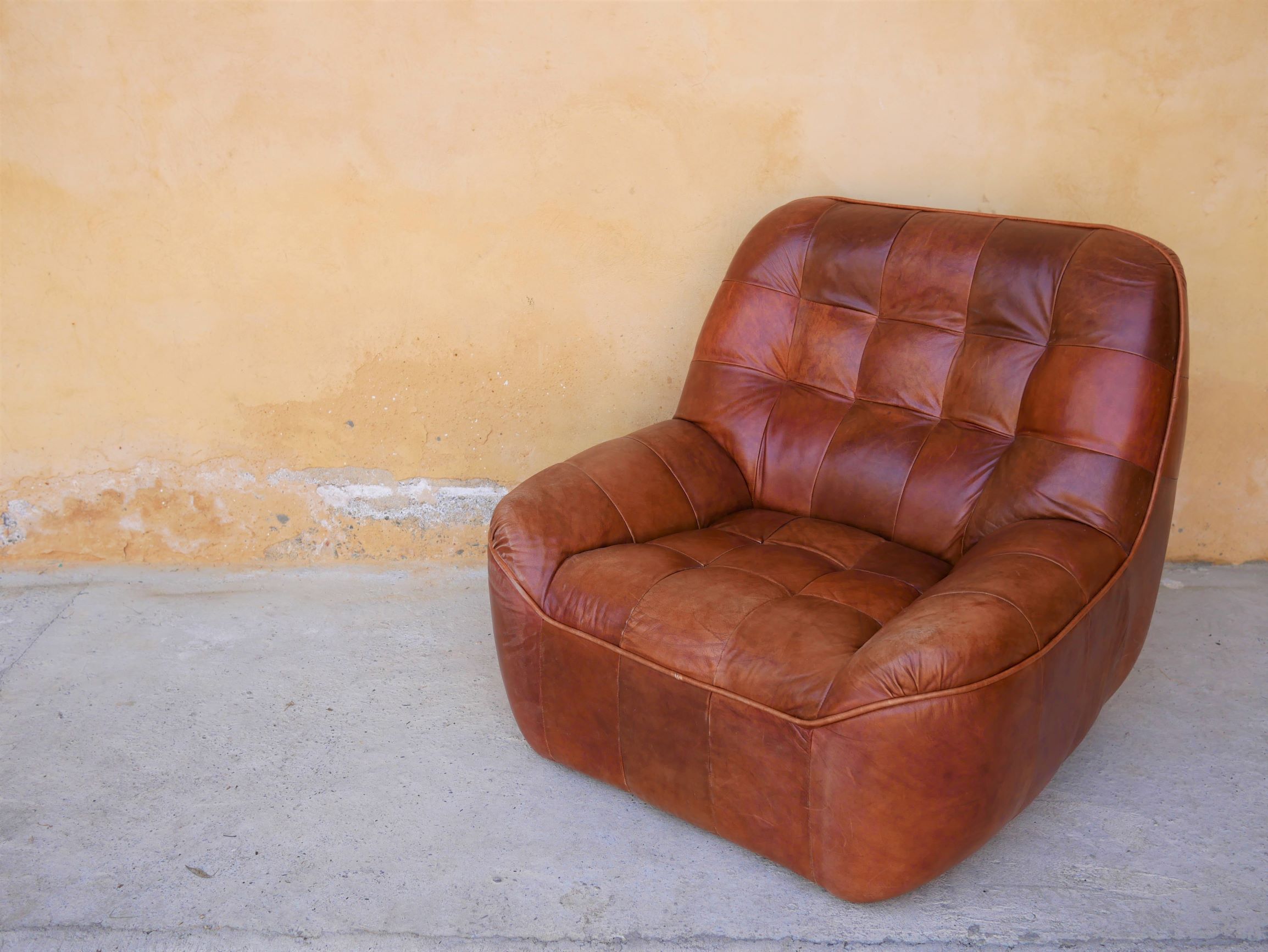 Brown vintage leather armchair