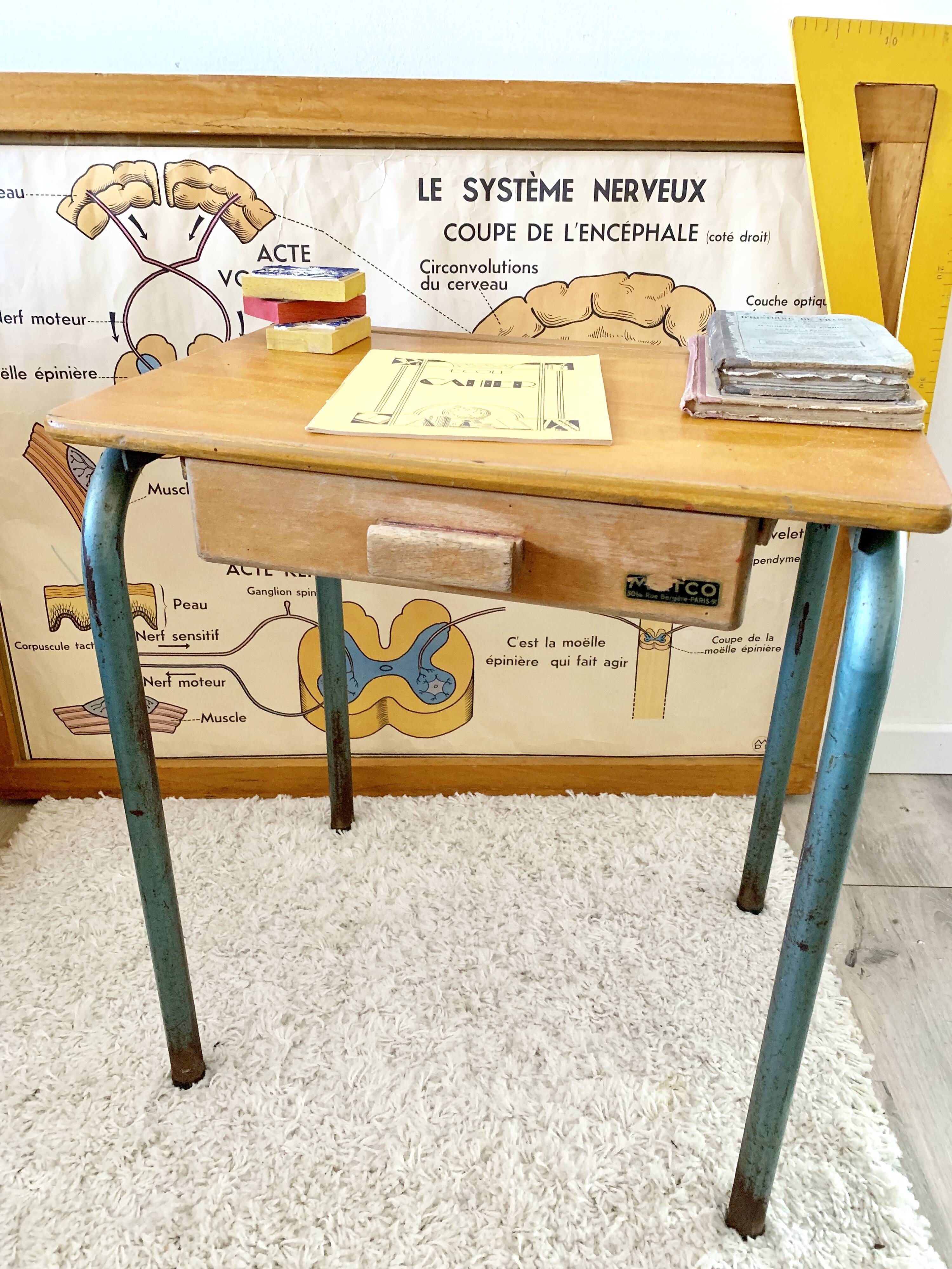 Chair of schoolboy and his desk bu Jacques Hitier