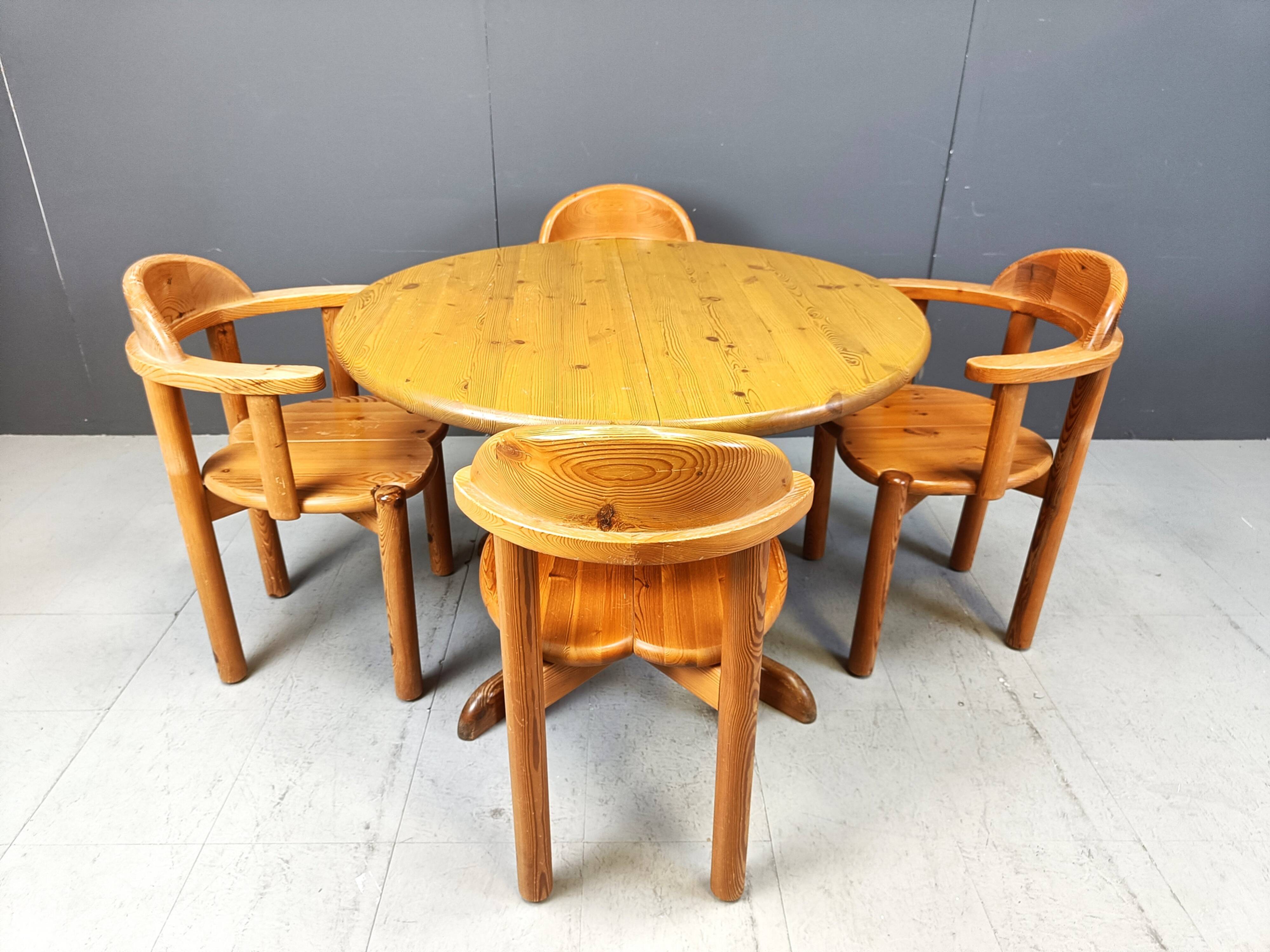 Rainer Daumiller pine wood dining set for Hirtshals Savvaerk - set of 4