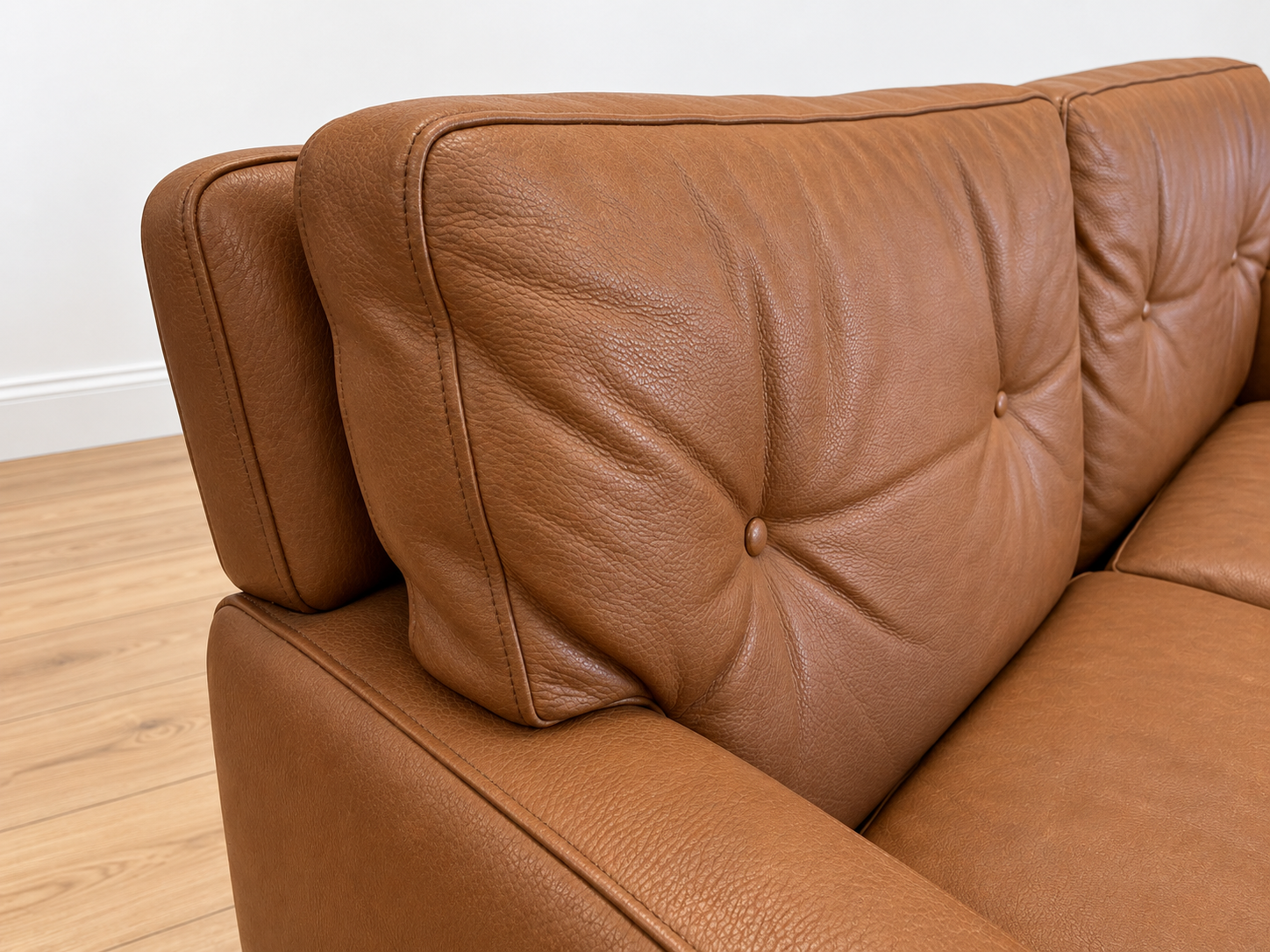 Mid-century Scandinavian Peem Oy, 2-seater cognac leather sofa 1960s