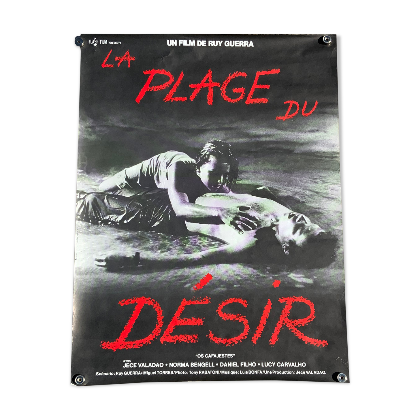 Old movie poster the beach of desire vintage cinema