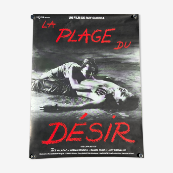 Old movie poster the beach of desire vintage cinema