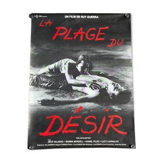 Old movie poster the beach of desire vintage cinema