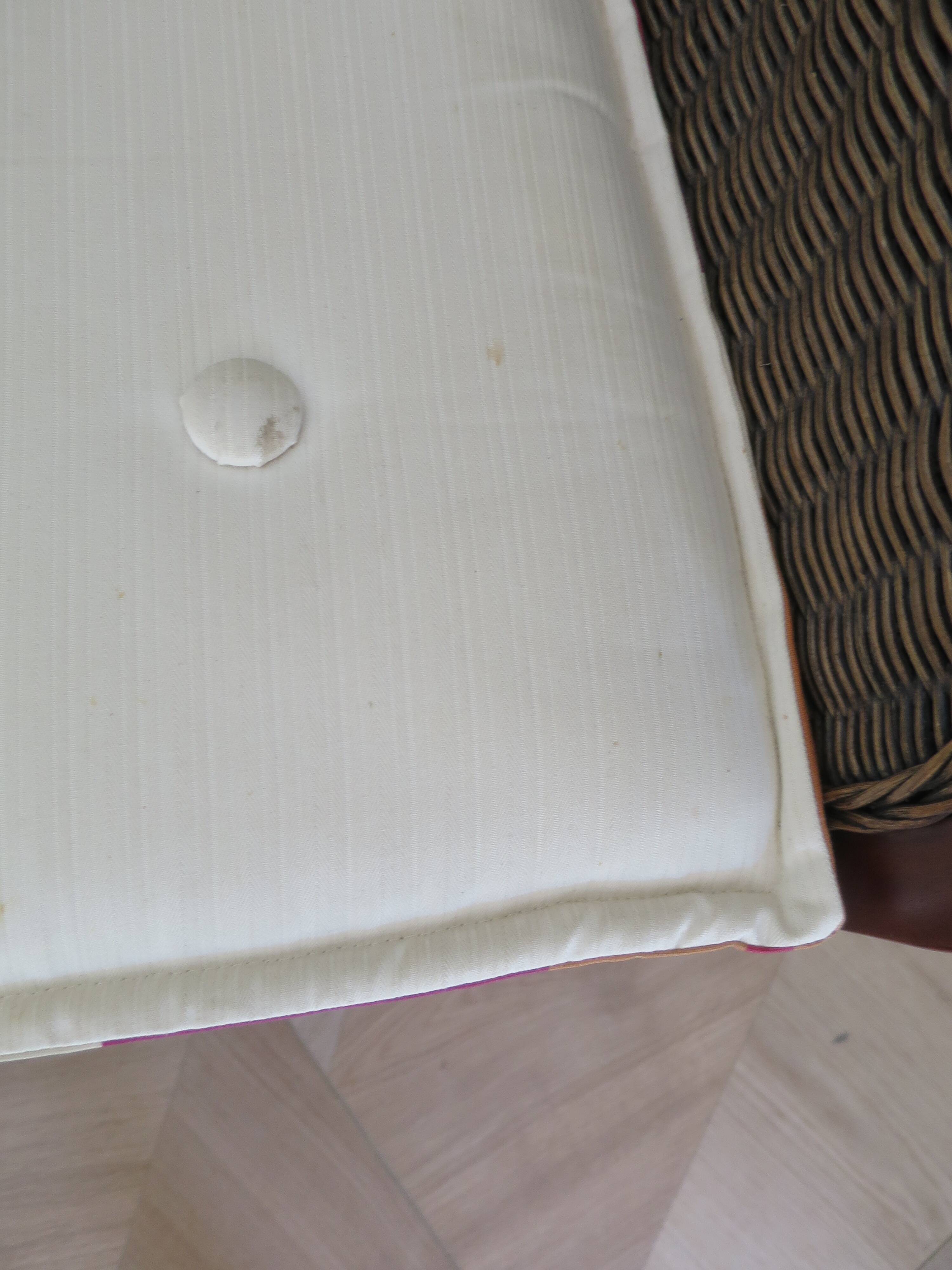 2 armchairs in woven rattan and wood, 1980s