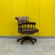 Vintage Chesterfield Revolving Captain's Chair with Brow Leather Upholstery