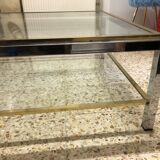 Table basse en laiton doré et chromé