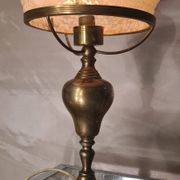 Brass lamp 1930, clichy glass lampshade 35x20, slight mark of use