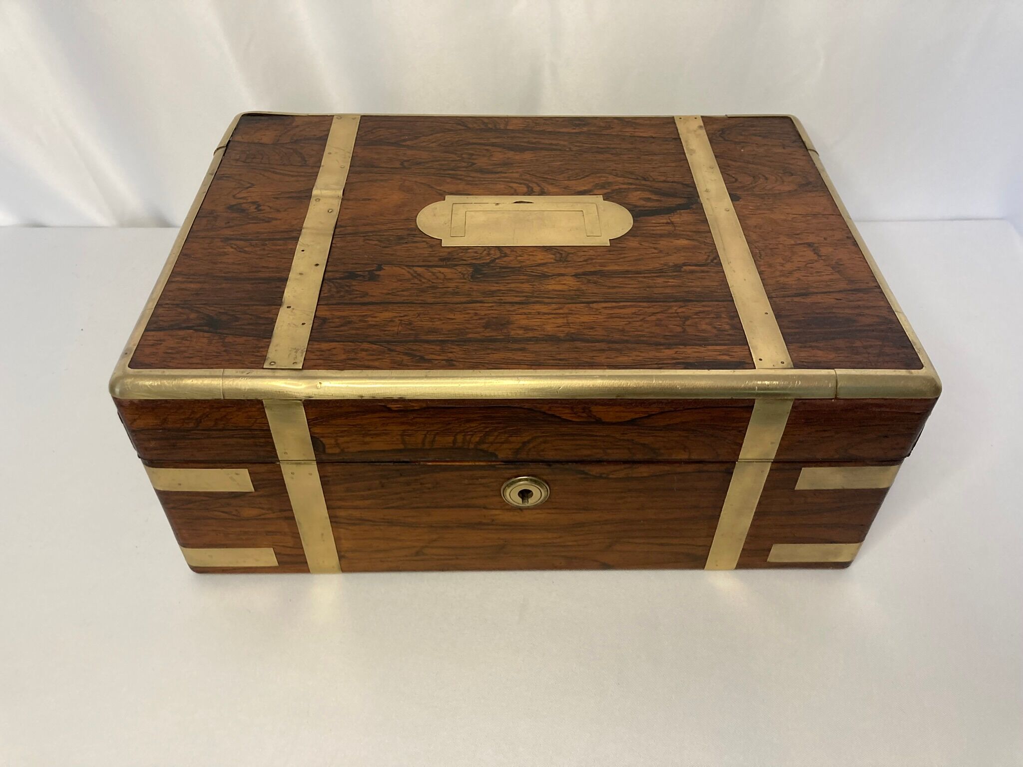 Old travel box solid mahogany writing board and nineteenth century brass