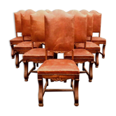 Suite de huit chaises a hauts dossiers de style Renaissance XX siècle
