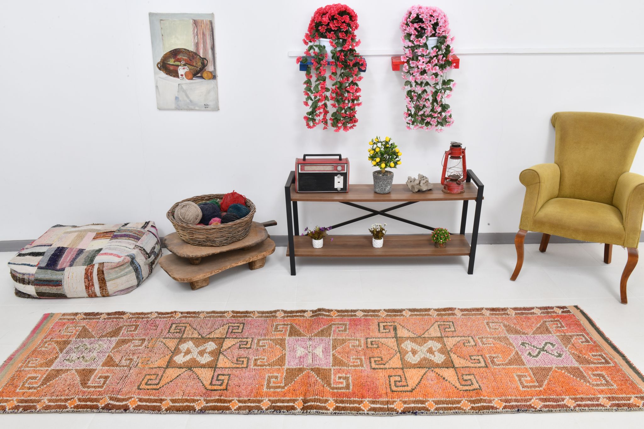 3x10 contemporary oushak runner rug, 86x302cm