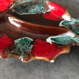 Vallauris compartmentalized dish fish shape polychrome ceramic 47 cm