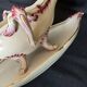 Antique sauce boat in fine earthenware from Sarreguemines, France, neo style.
