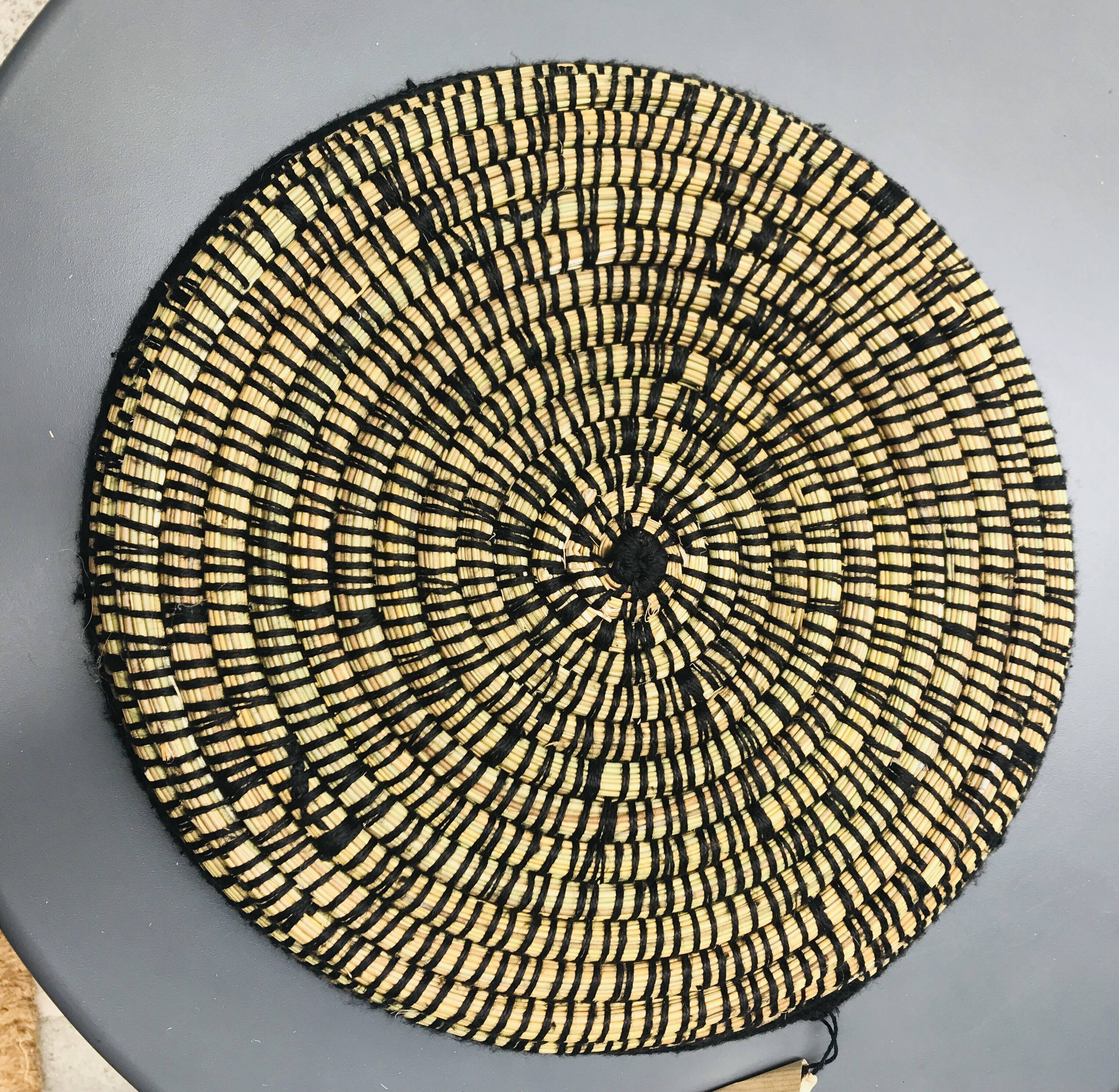 Berber ethnic basket casa black wool