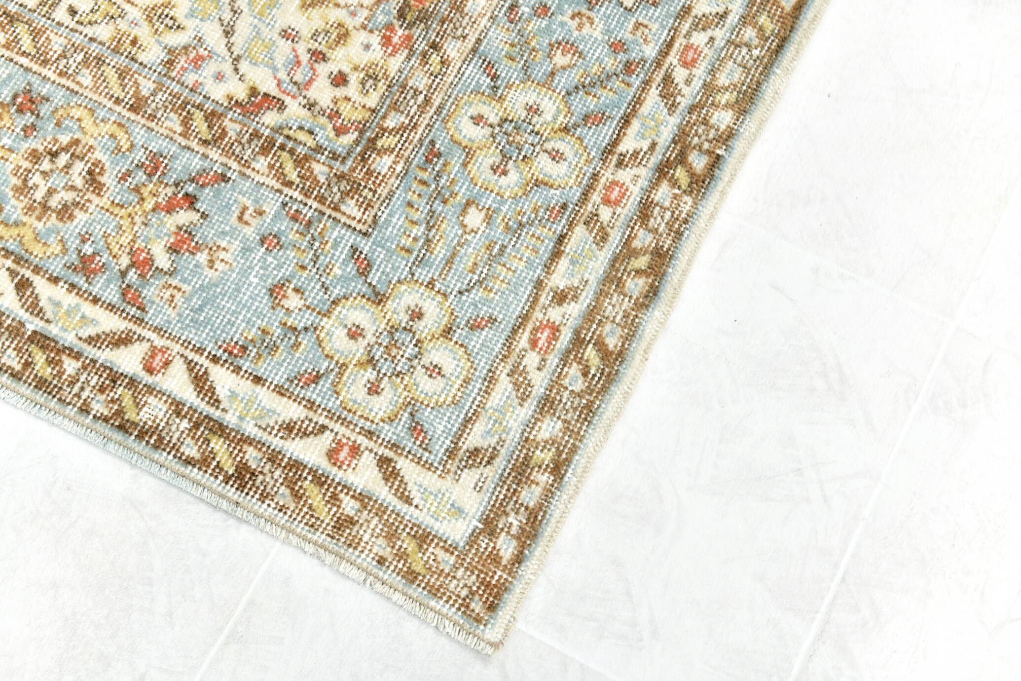 6x9 Sky Blue Turkish Vintage Area Rug 178x286Cm SK 24678