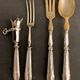 4 couverts de service en argent pour gigot et salade, XIXème