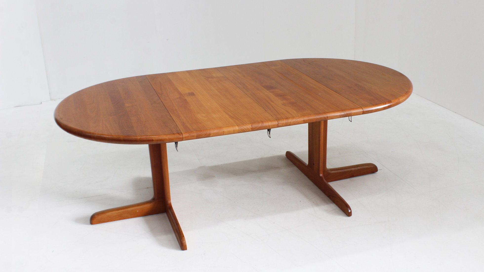 Vintage Danish round extendable dining table solid teak 1960s