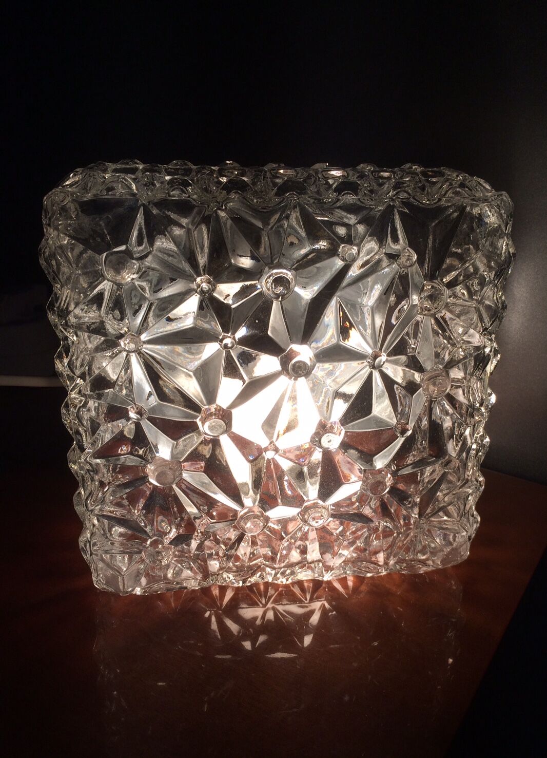 Square chiseled glass ceiling light